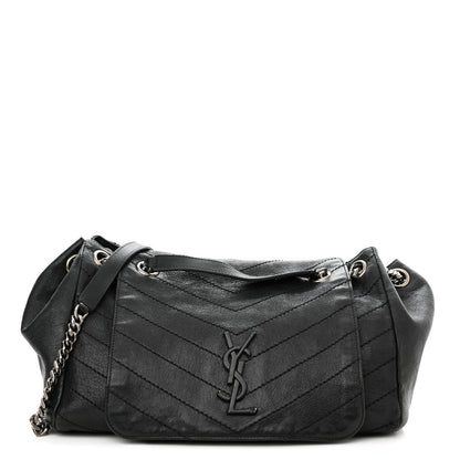 Saint Laurent Pebbled Lambskin Chevron Monogram Large Nolita Black 1 of 11