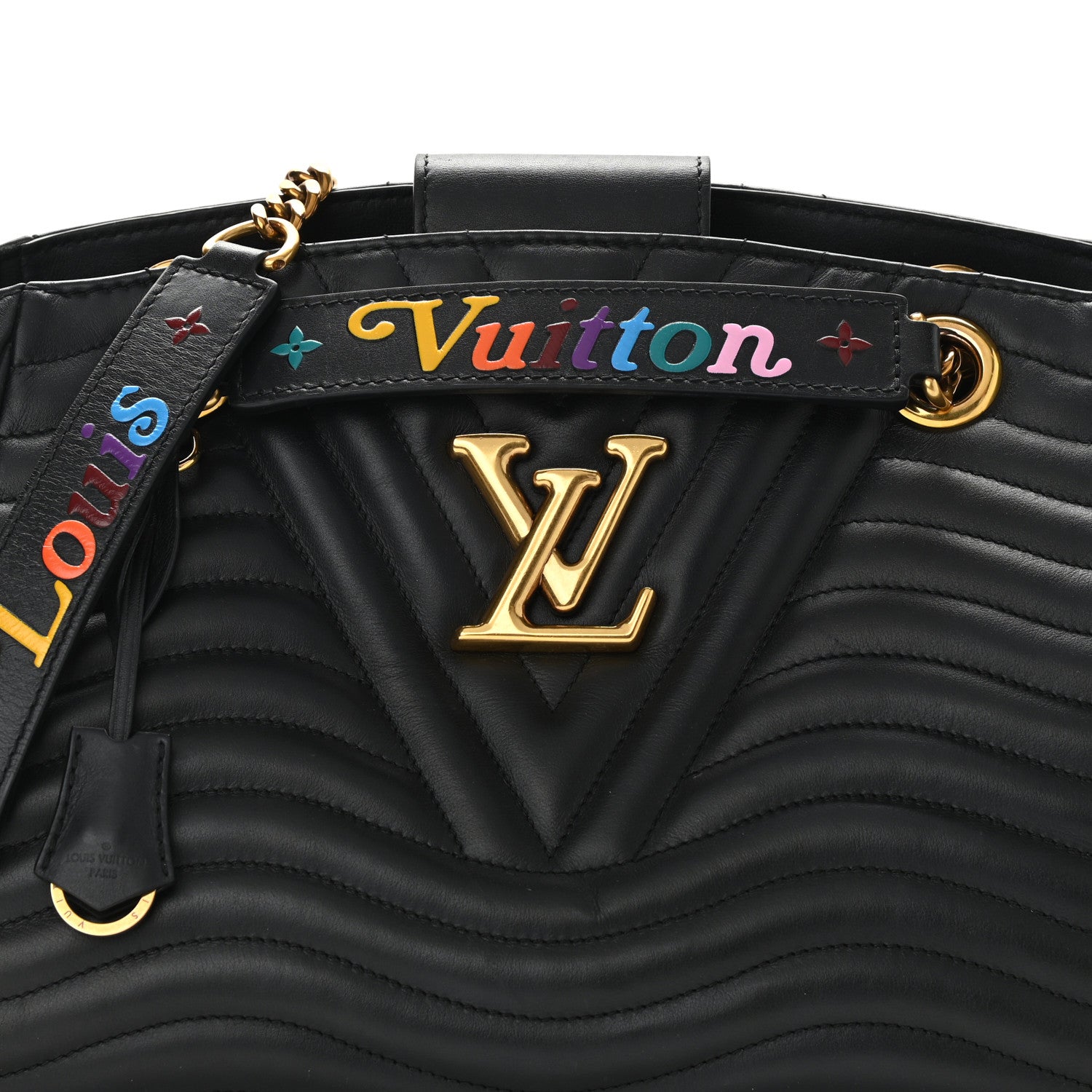 Louis Vuitton Calfskin New Wave Chain Tote Black 8 of 11
