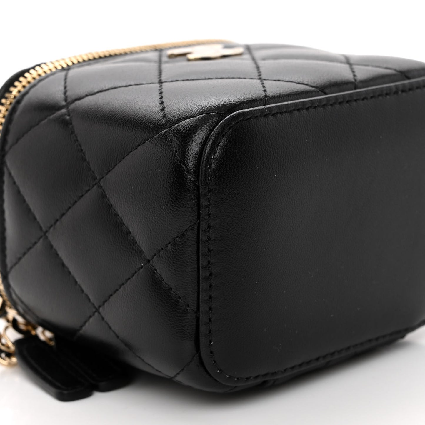 Lambskin Quilted My Chanel Lady Vanity Case With Chain Black