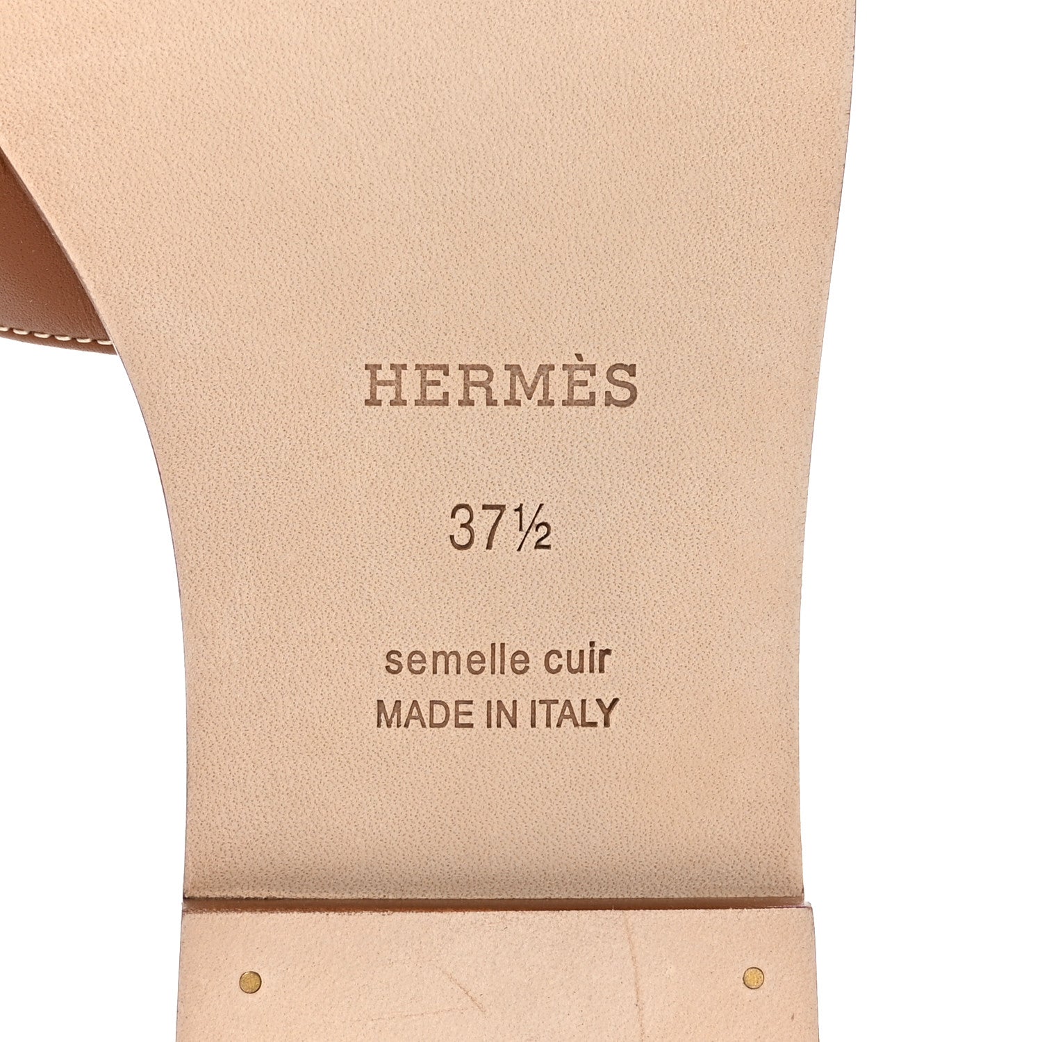 Hermes Box Calfskin Oran Sandals 37.5 Gold 7 of 9
