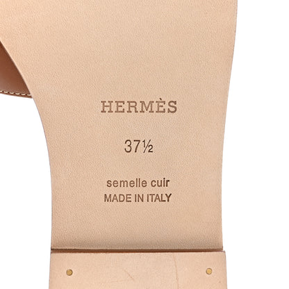 Hermes Box Calfskin Oran Sandals 37.5 Gold 7 of 9