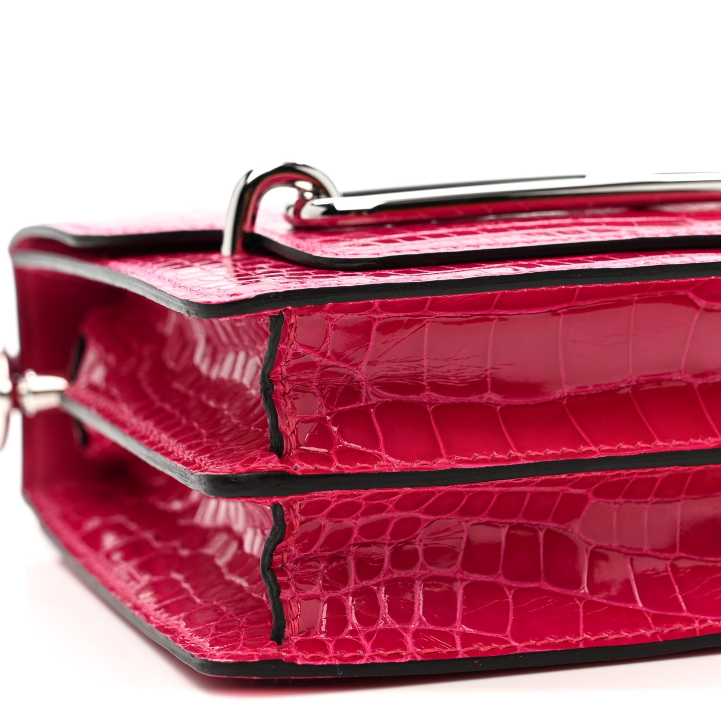 Shiny Alligator Mini Sac Roulis Rose Mexico