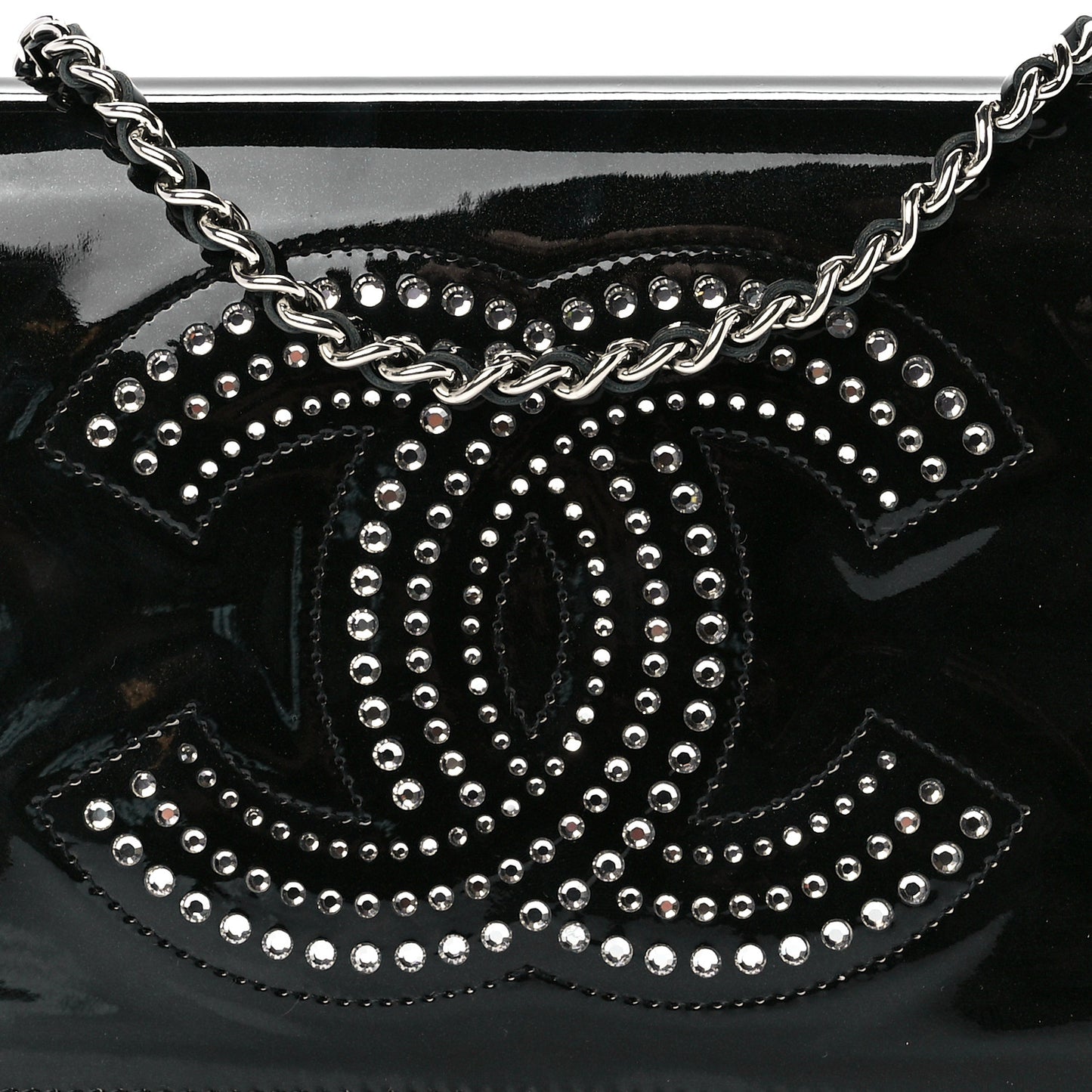 Patent Strass Wallet On Chain WOC Black