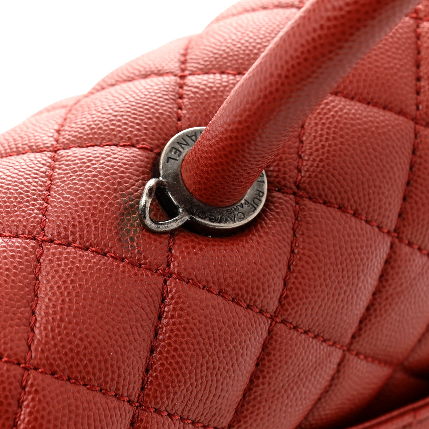 Chanel Caviar Quilted Medium Coco Handle Flap Dark Red 11 of 11