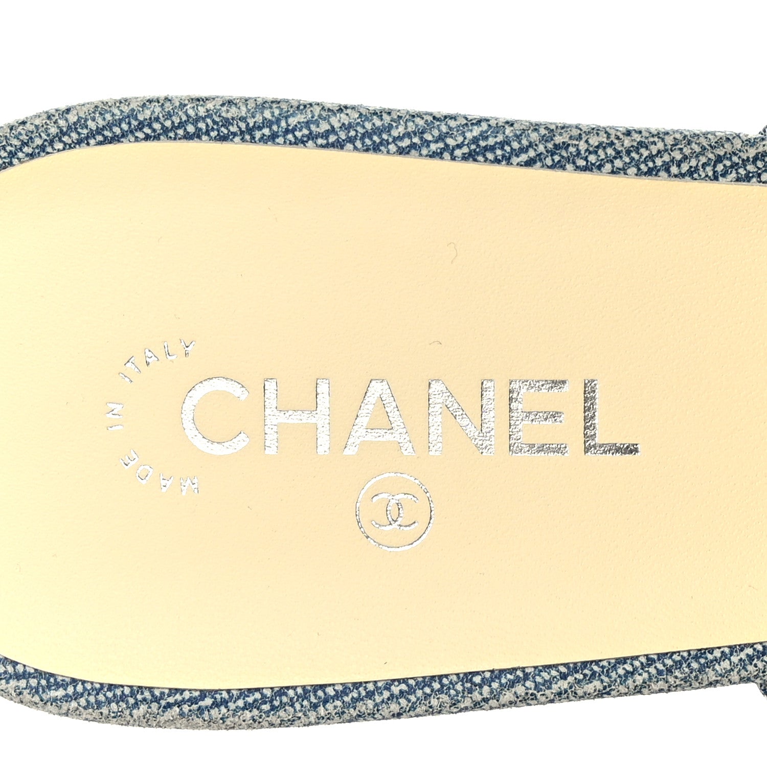 Chanel Printed Lambskin Grosgrain Cap Toe CC Mules 38.5 Blue Black 7 of 8