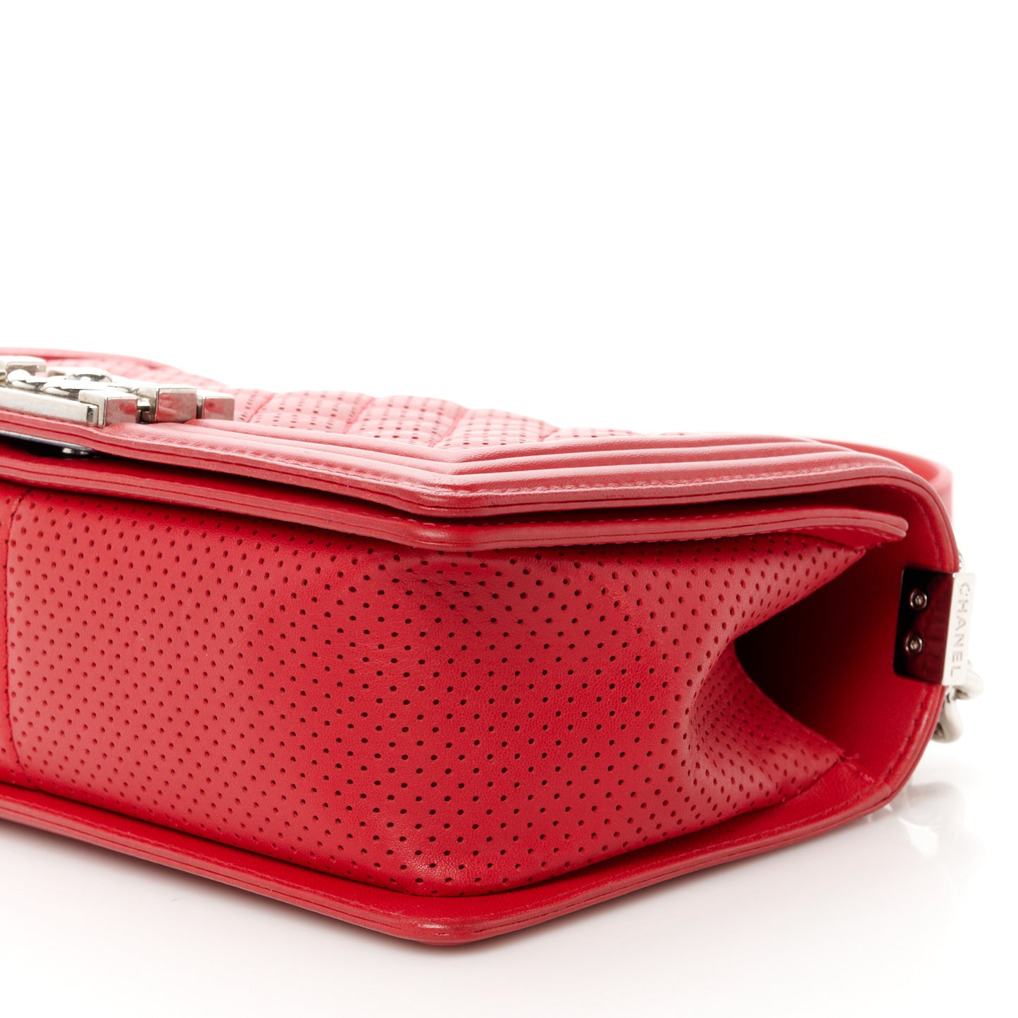 Perforated Lambskin Quilted Medium Boy Flap Pink