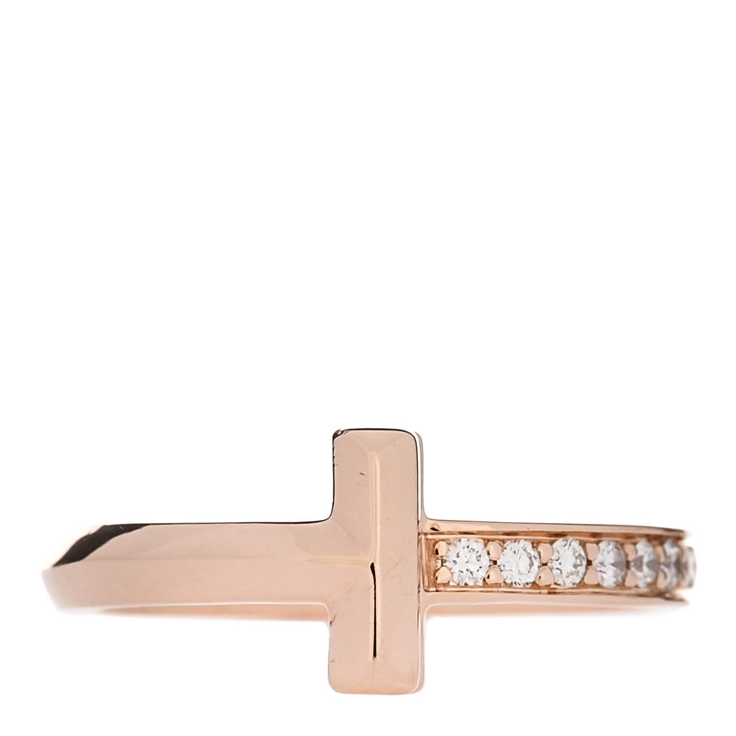 Tiffany 18K Rose Gold Diamond 2.5mm T T1 Ring 45 3.25 1 of 5