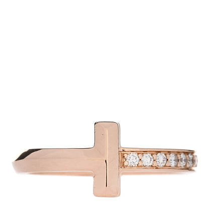 Tiffany 18K Rose Gold Diamond 2.5mm T T1 Ring 45 3.25 1 of 5