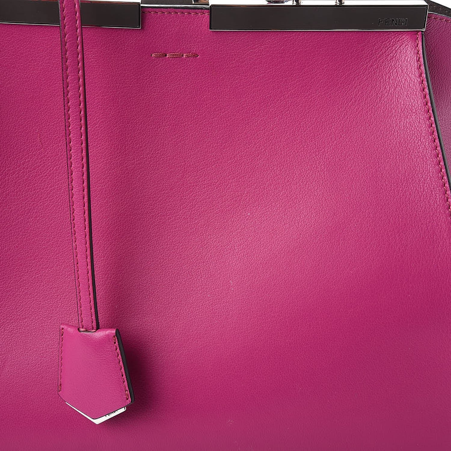 Fendi Vitello Dolce Shiny Nappa Petite 3Jours Tote Magenta Carbone 16 of 16