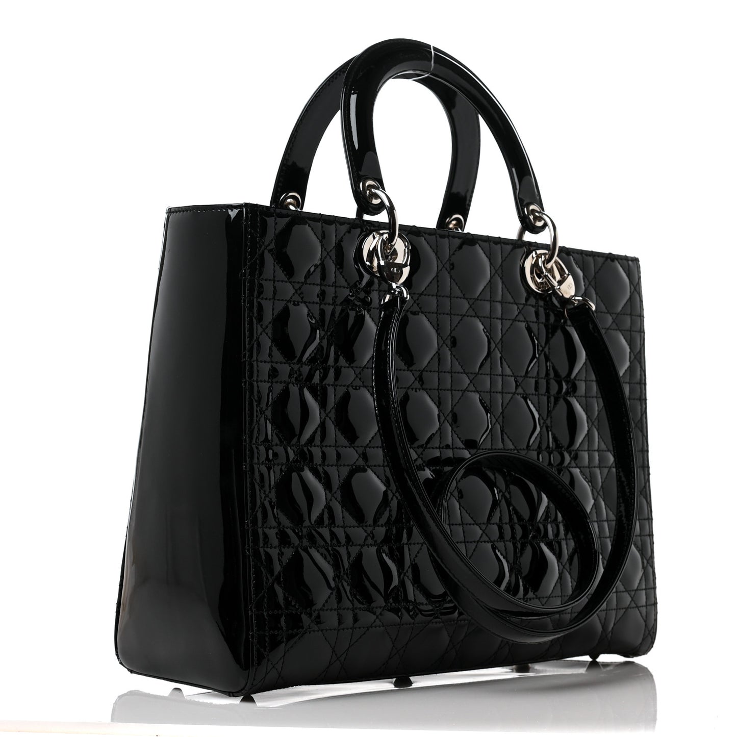 Patent Cannage Large Lady Dior Black
