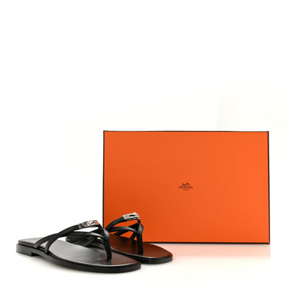 Hermes Calfskin Miss Sandals 36 Black 9 of 9