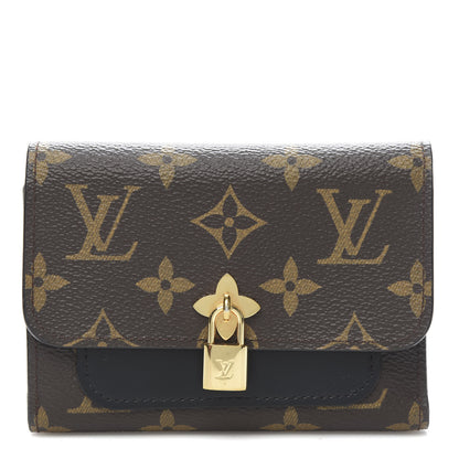 Louis Vuitton Monogram Flower Lock Compact Wallet Black 1 of 7