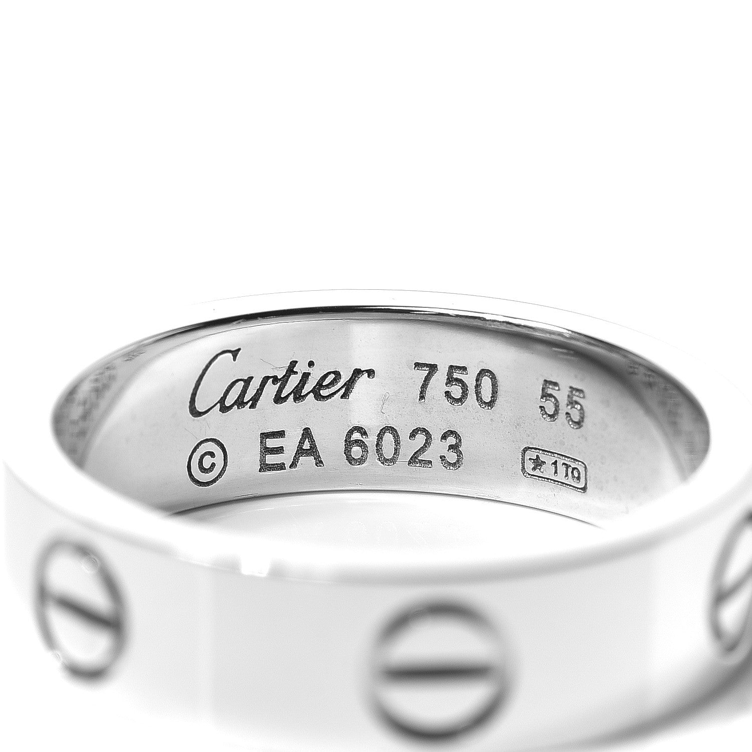 Cartier 18K White Gold 5.5mm LOVE Ring 55 7.25 4 of 5