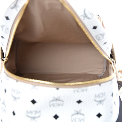 MCM Metallic Visetos Striped Medium Stark Backpack White Beige 4 of 12