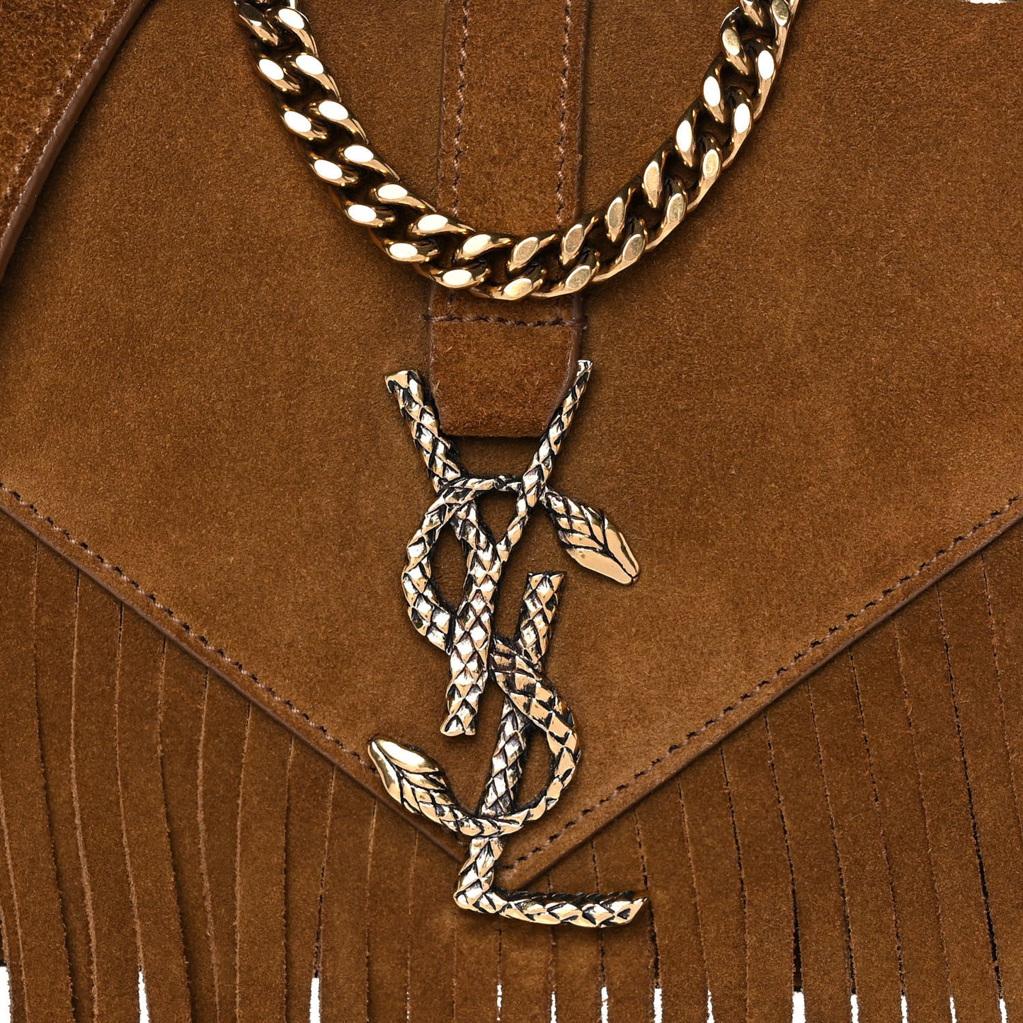 Suede Fringe Baby Monogram Satchel Light Ocre