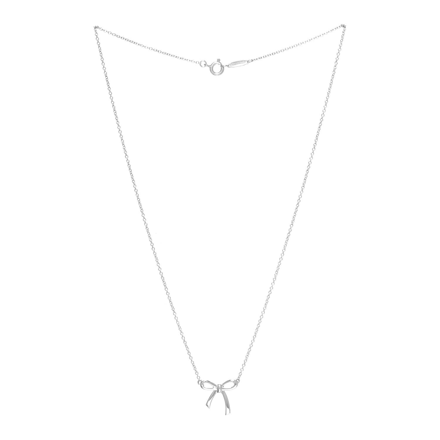 Tiffany Sterling Silver Small Bow Pendant Necklace 3 of 5