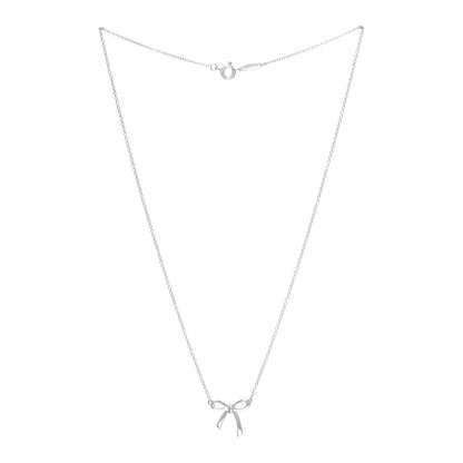 Tiffany Sterling Silver Small Bow Pendant Necklace 3 of 5