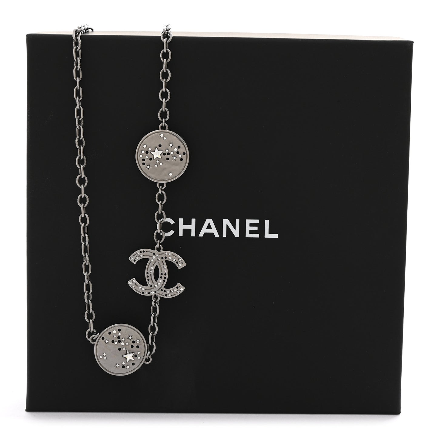 Ruthenium Crystal Star CC Long Necklace