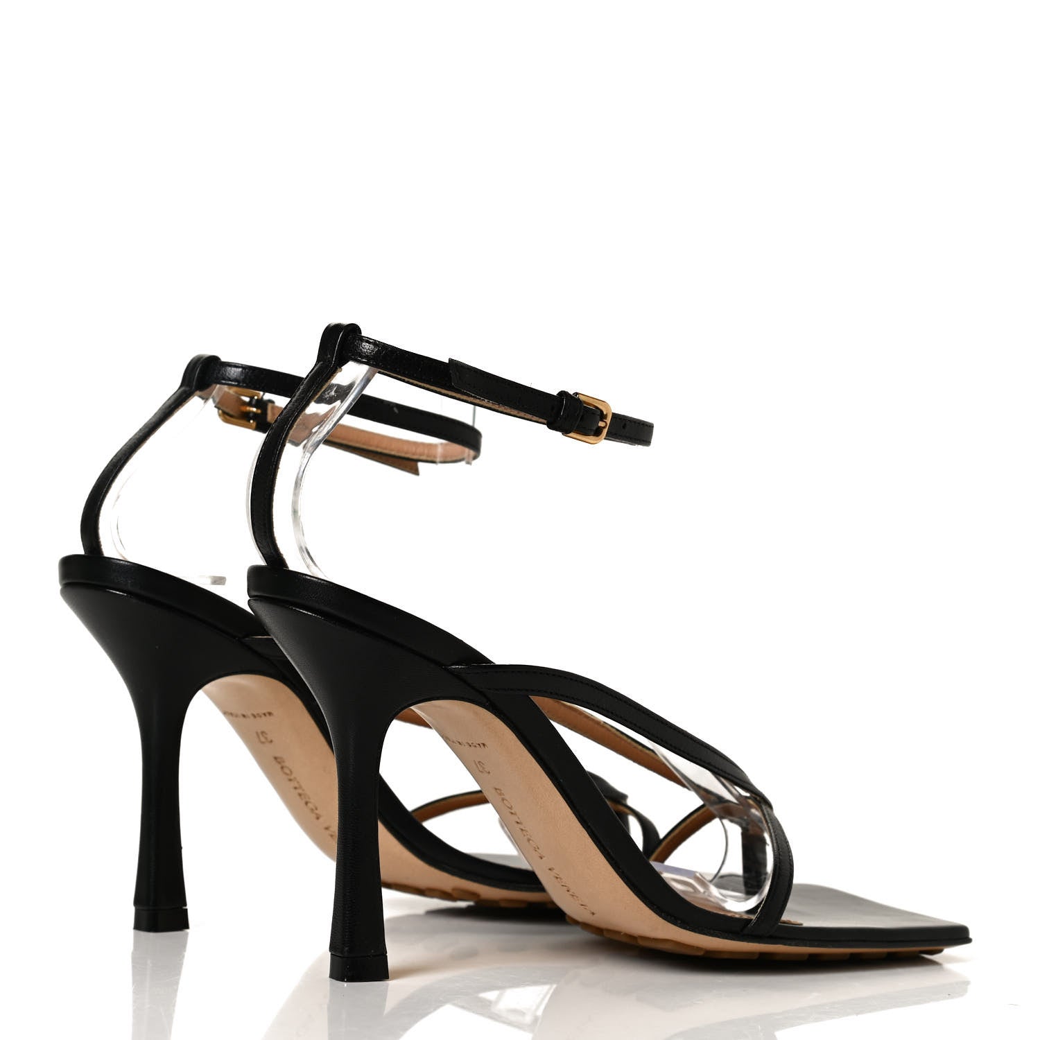 Bottega Veneta Lambskin Stretch Multi Strap 90mm Sandals 37 Black 4 of 11