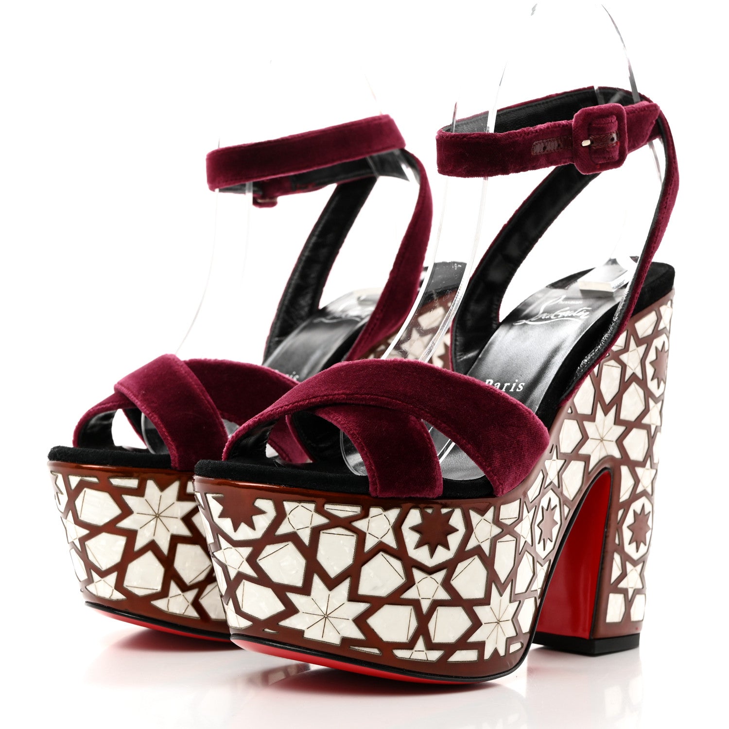 Christian Louboutin Velvet Super Yaz Pearl 160 Sandals 40 Galata Black 3 of 8