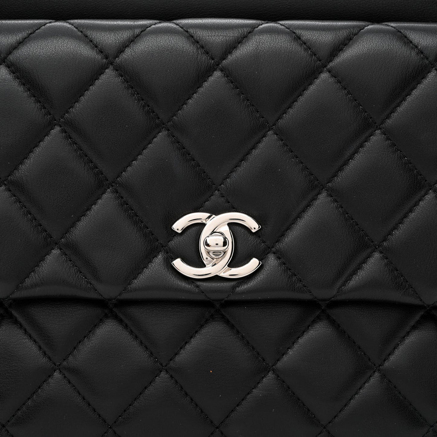 Lambskin Quilted Bowler Flap Shoulder Bag Black