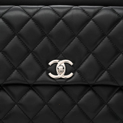 Chanel Lambskin Quilted Bowler Flap Shoulder Bag Black 8 of 12