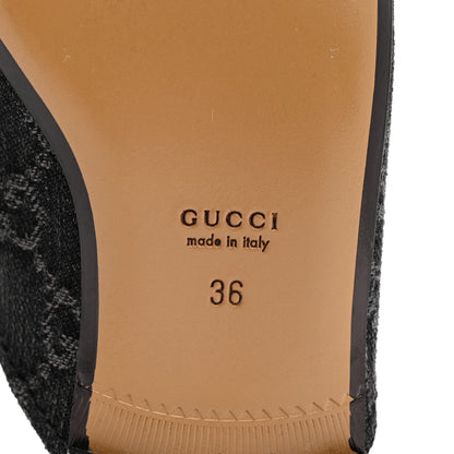 Gucci New Denim GG Malaga Kid Womens Princetown Slippers 36 Grey Black 7 of 10