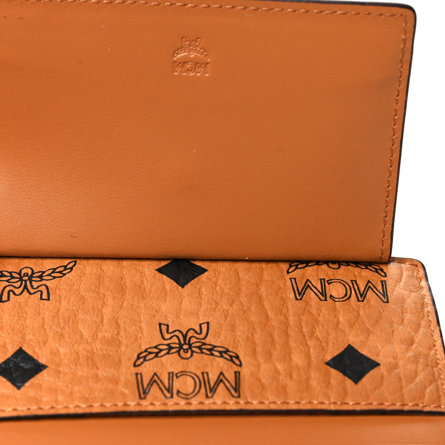 MCM Calfskin Visetos Patricia Mini Card Holder Cognac 6 of 9