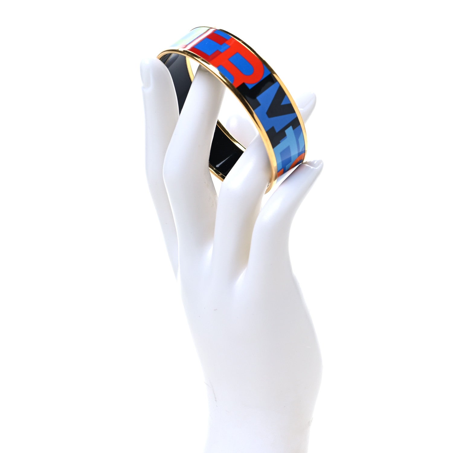 Hermes Enamel Wide Printed Capitales Bracelet 70 2 of 5