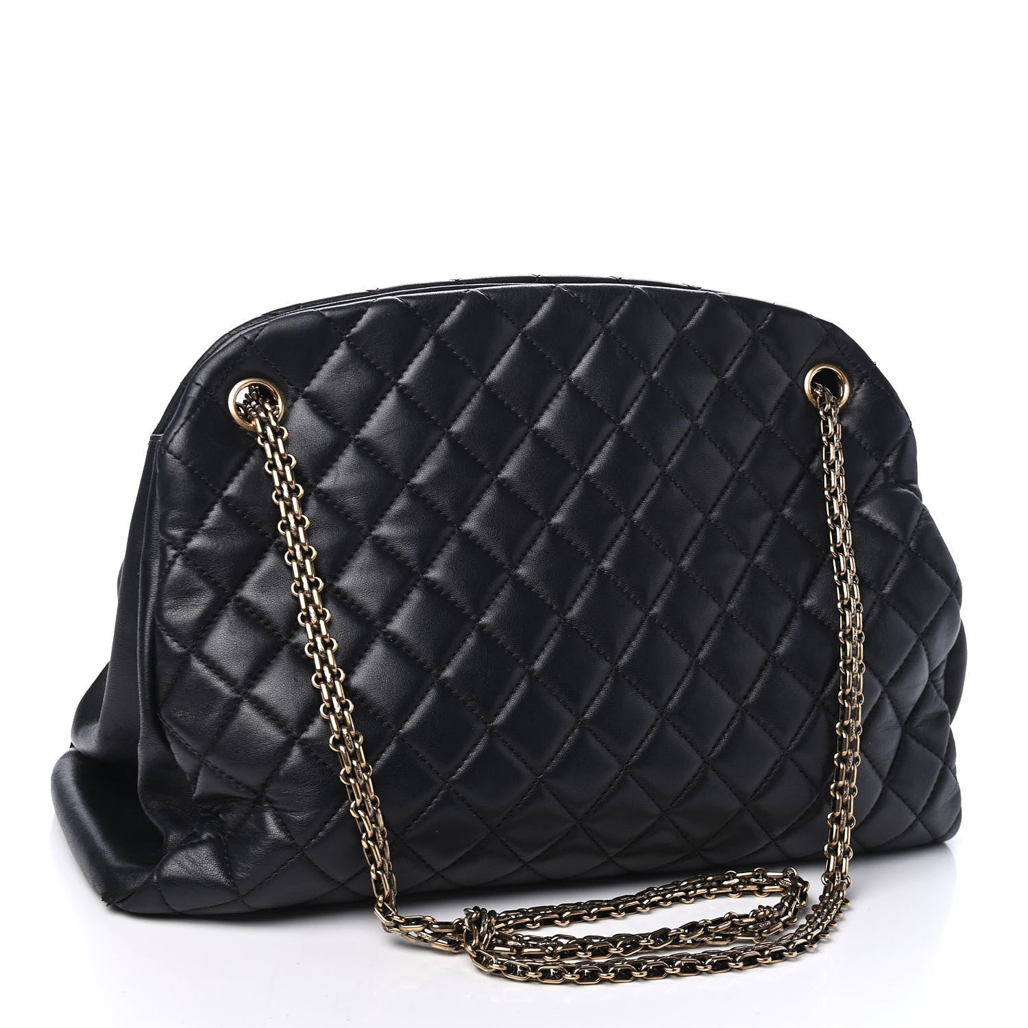 Chanel Lambskin Quilted Large Just Mademoiselle Bowling Bag Black 2 of 5