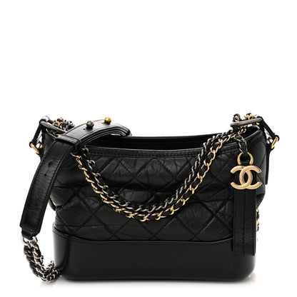 Chanel Aged Calfskin Quilted Small Gabrielle Hobo Black 1 of 10