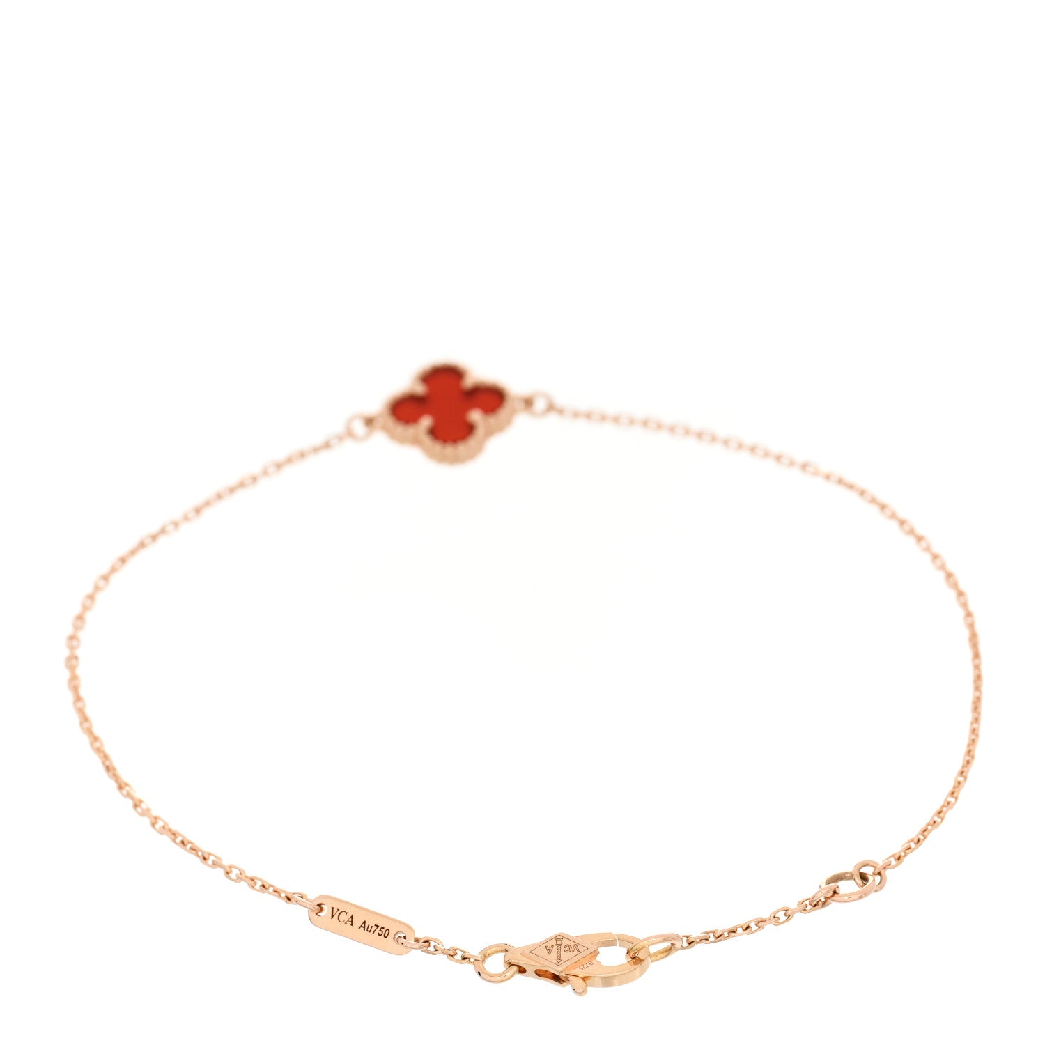 Van Cleef & Arpels 18K Rose Gold Carnelian Sweet Alhambra Bracelet 2 of 5