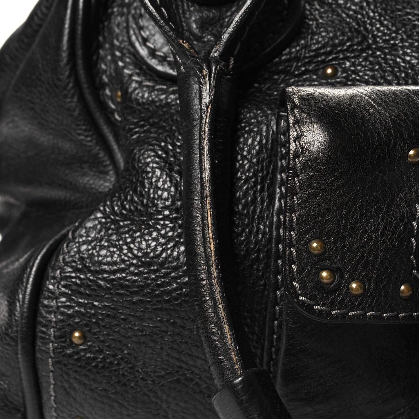 Calfskin Paddington Front Pocket Tote Black