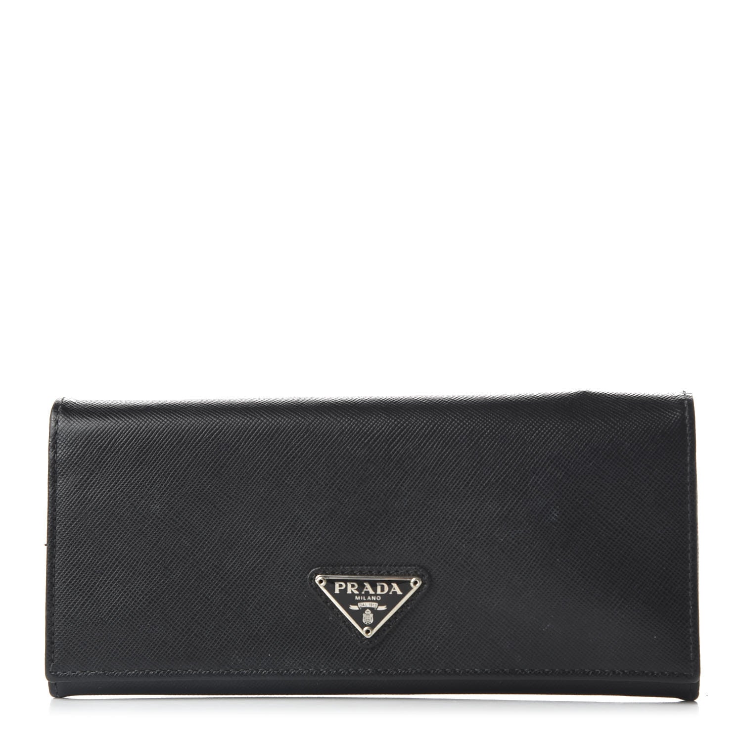 Prada Saffiano Continental Flap Wallet Black 1 of 9