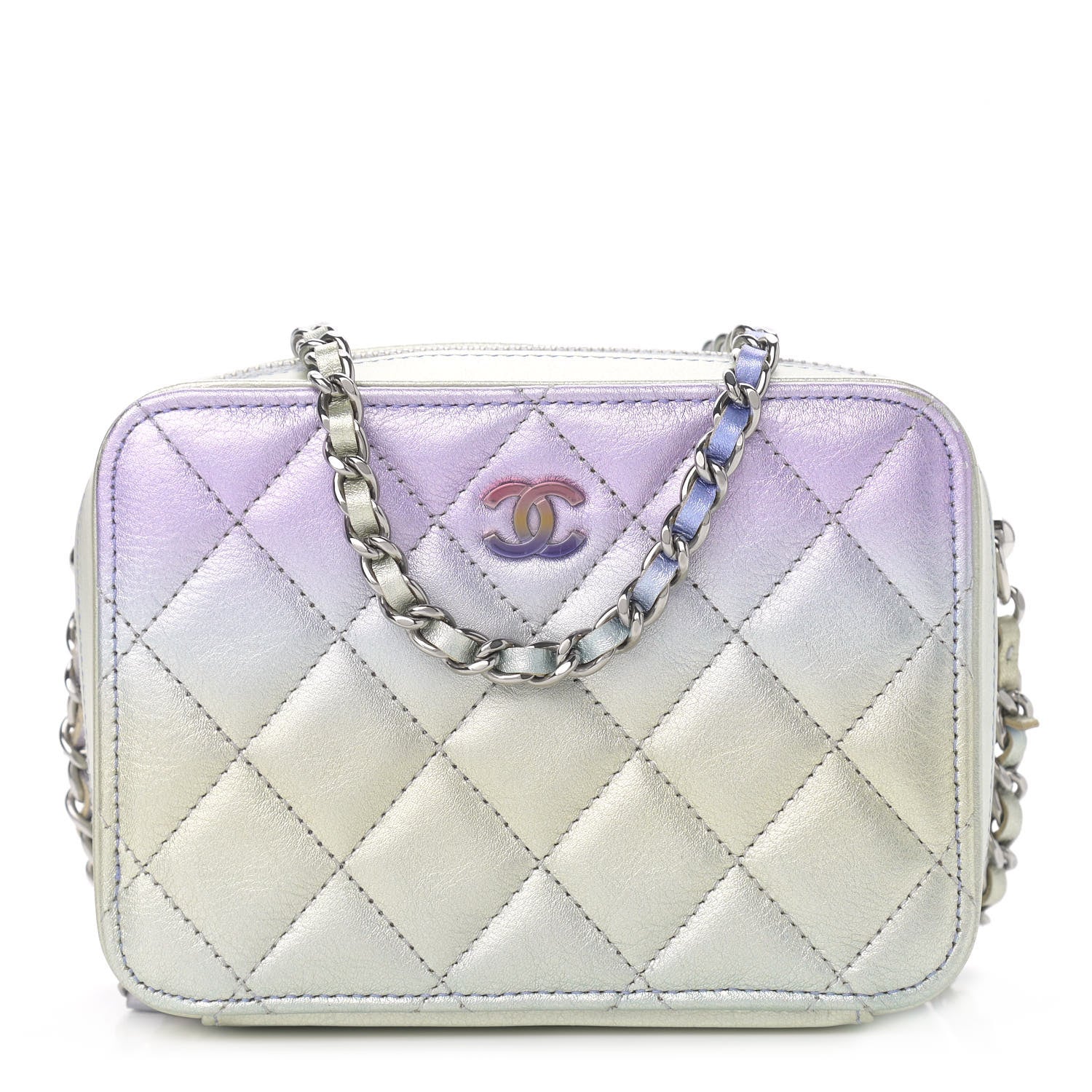 Chanel Metallic Gradient Calfskin Quilted Camera Case Blue Yellow Purple 1 of 11