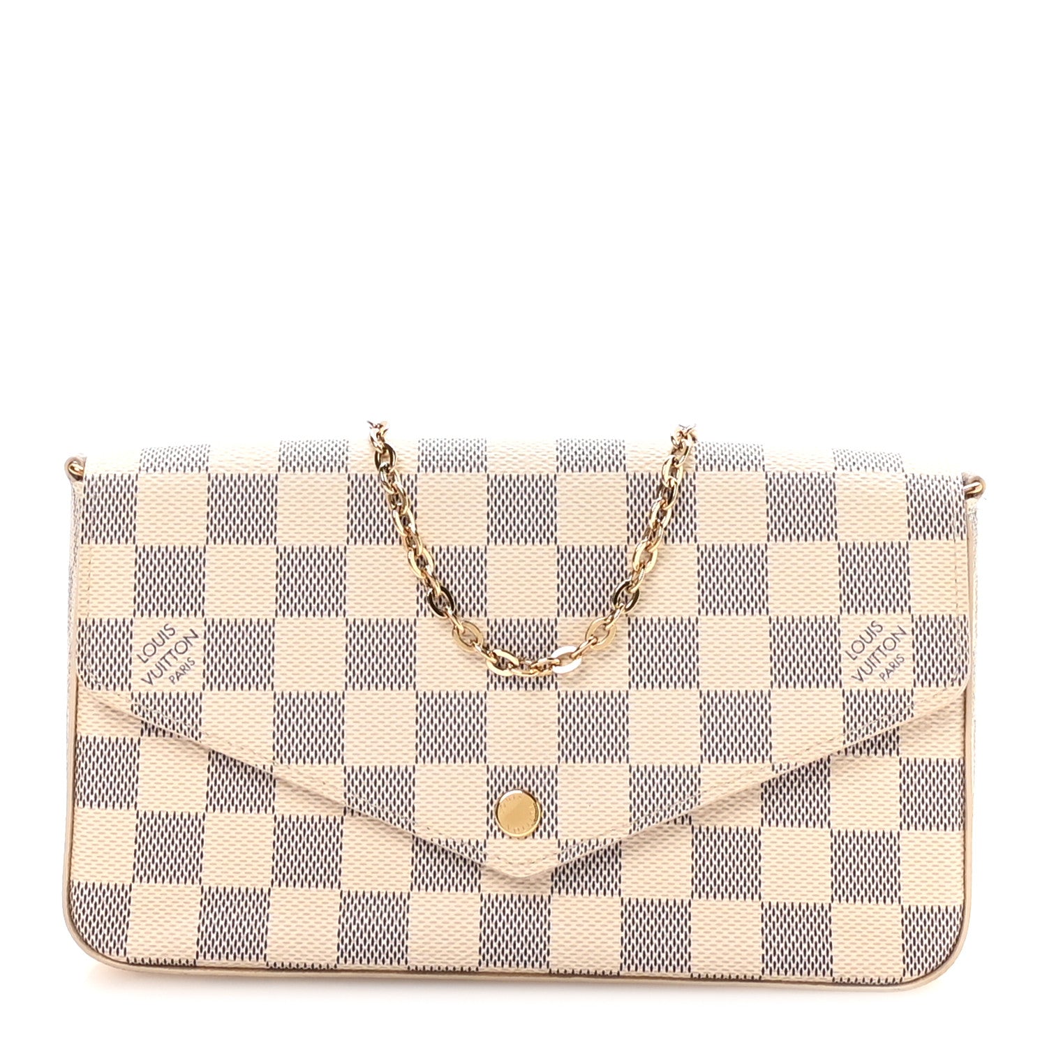 Louis Vuitton Damier Azur Pochette Felicie Chain Wallet Rose Ballerine 1 of 11