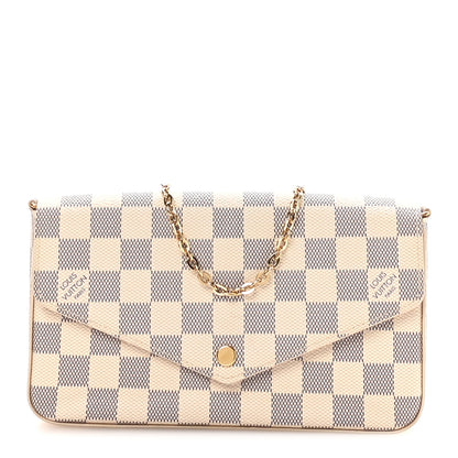 Louis Vuitton Damier Azur Pochette Felicie Chain Wallet Rose Ballerine 1 of 11