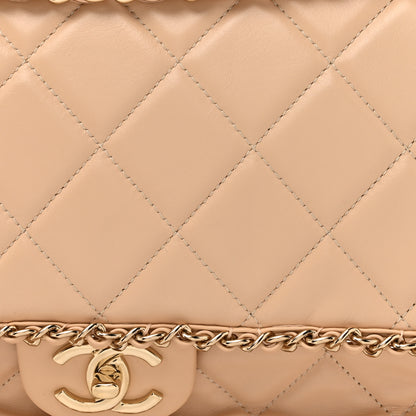 Chanel Crumpled Calfskin Quilted Large Chain All Over Flap Bag Beige 8 of 11