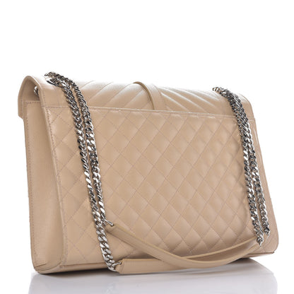 Saint Laurent Grain De Poudre Large Triquilt Monogram Satchel Dark Beige 4 of 11