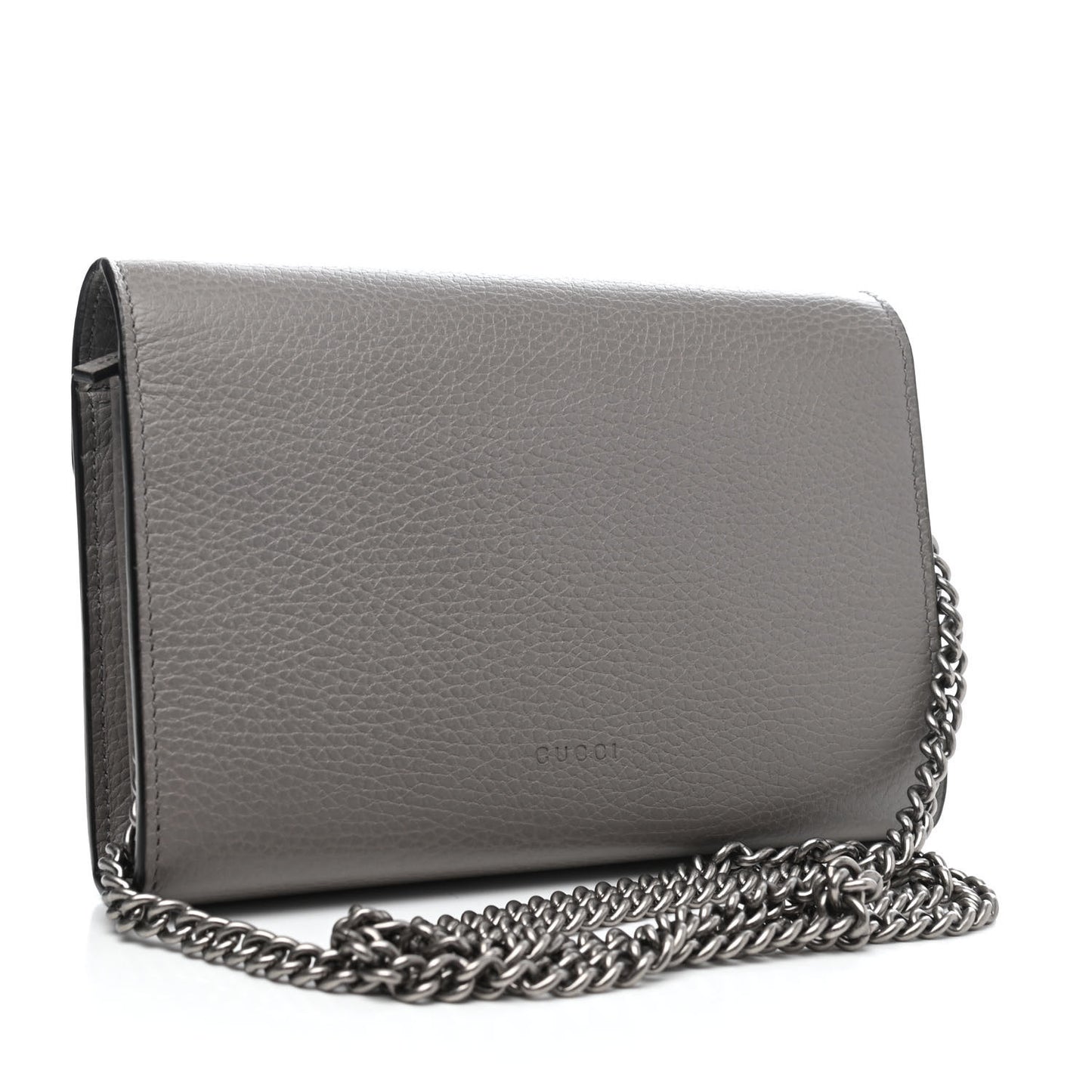 Dollar Calfskin Crystal Mini Dionysus Chain Wallet Dusty Grey Black Diamond