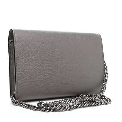 Gucci Dollar Calfskin Crystal Mini Dionysus Chain Wallet Dusty Grey Black Diamond 2 of 4