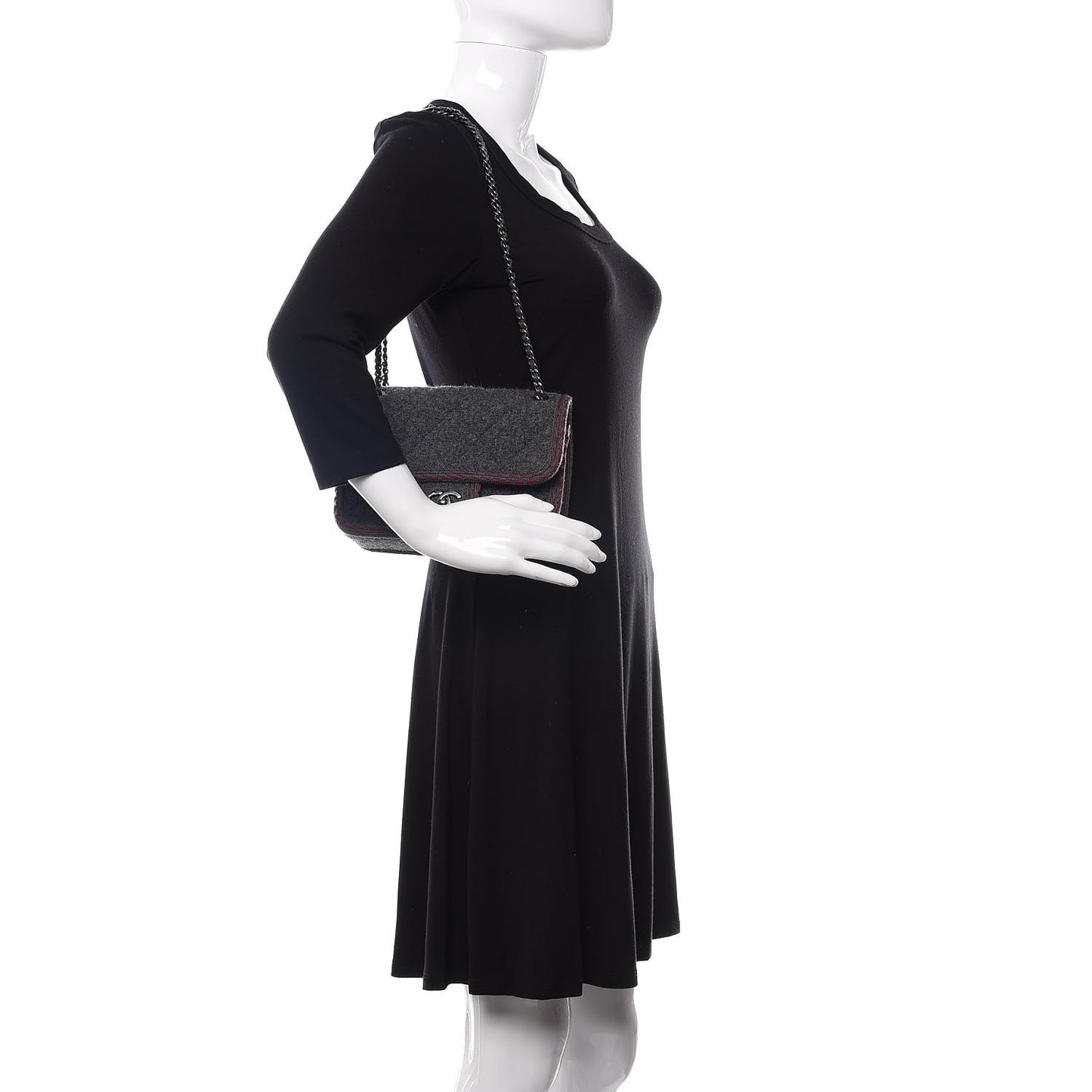 Wool Quilted Mini Edelweiss Single Flap Grey