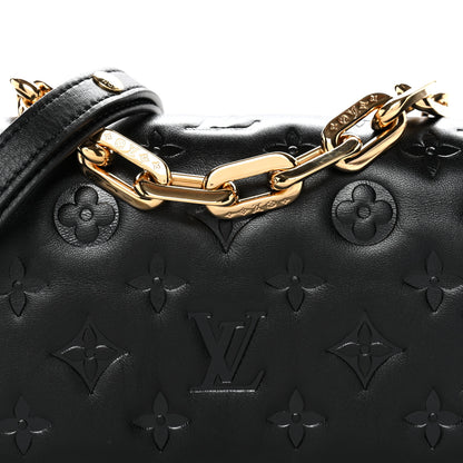 Louis Vuitton Lambskin Embossed Monogram Pochette Coussin Crossbody Black 7 of 9