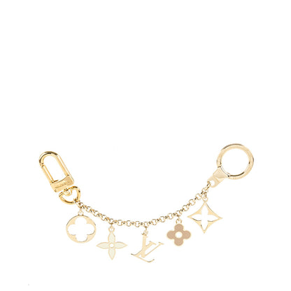Louis Vuitton Brass Enamel Fleur De Monogram Bag Charm Chain Gold 1 of 4