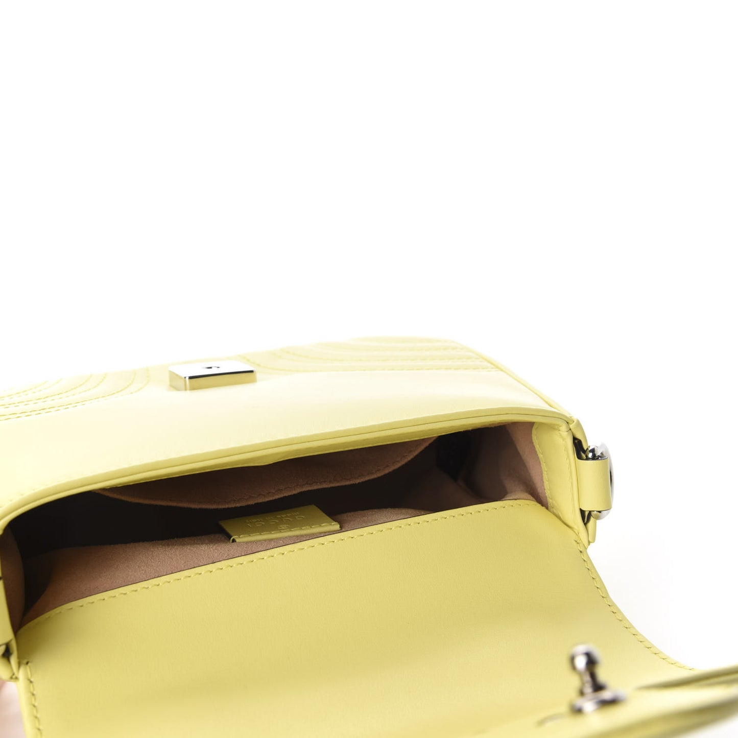 Calfskin Matelasse Mini GG Marmont Top Handle Shoulder Bag Banana