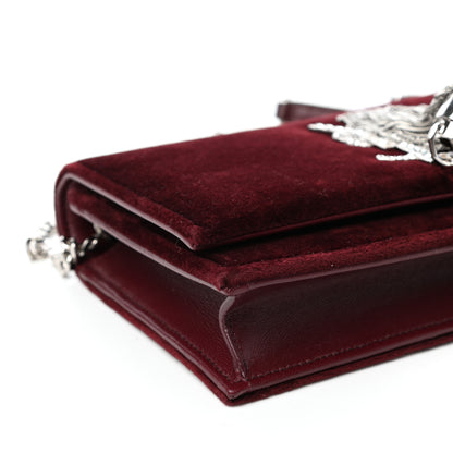 Saint Laurent Velvet Crystal Monogram Kate Tassel Shoulder Bag Burgundy 7 of 9