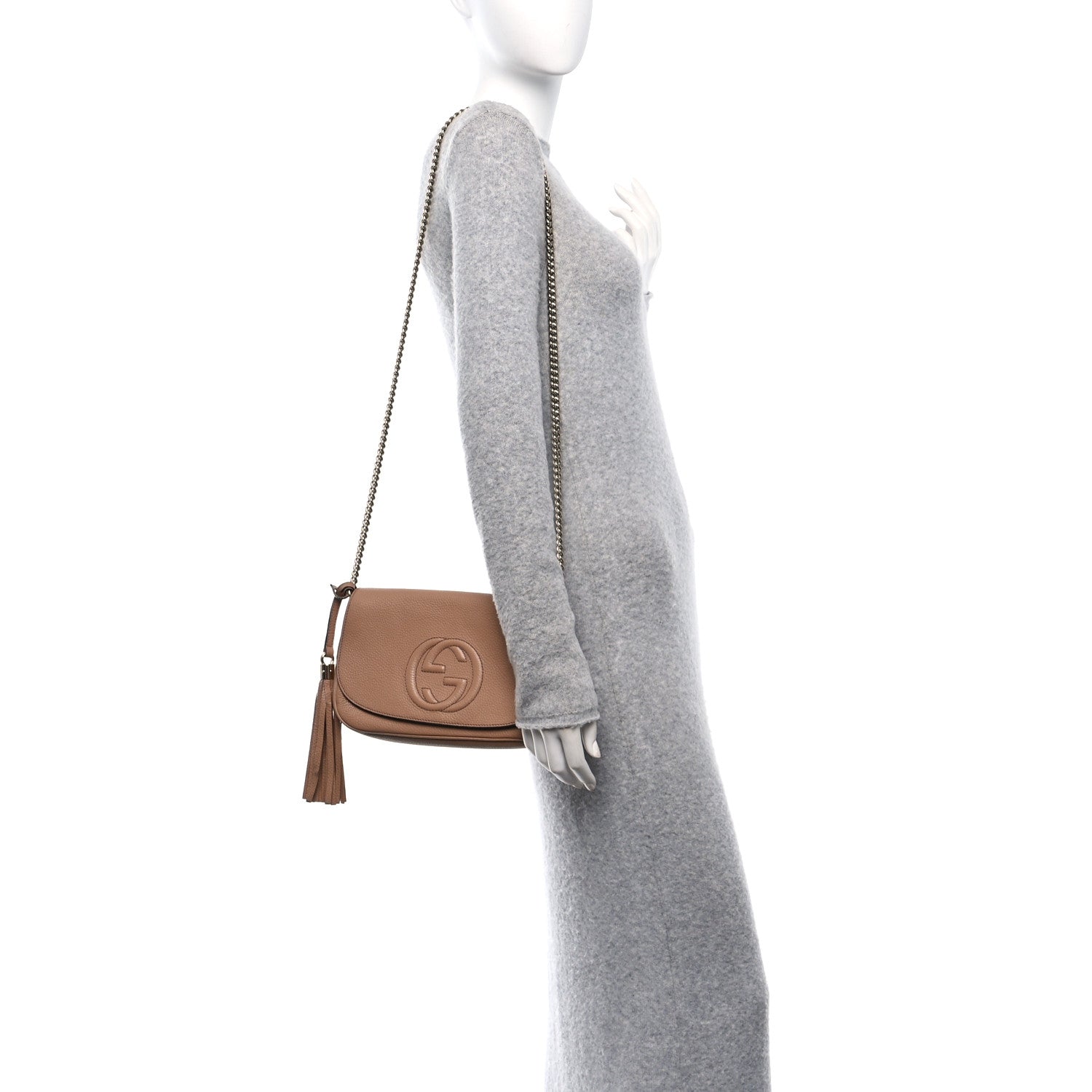Gucci Pebbled Calfskin Medium Soho Flap Crossbody Camelia 2 of 10