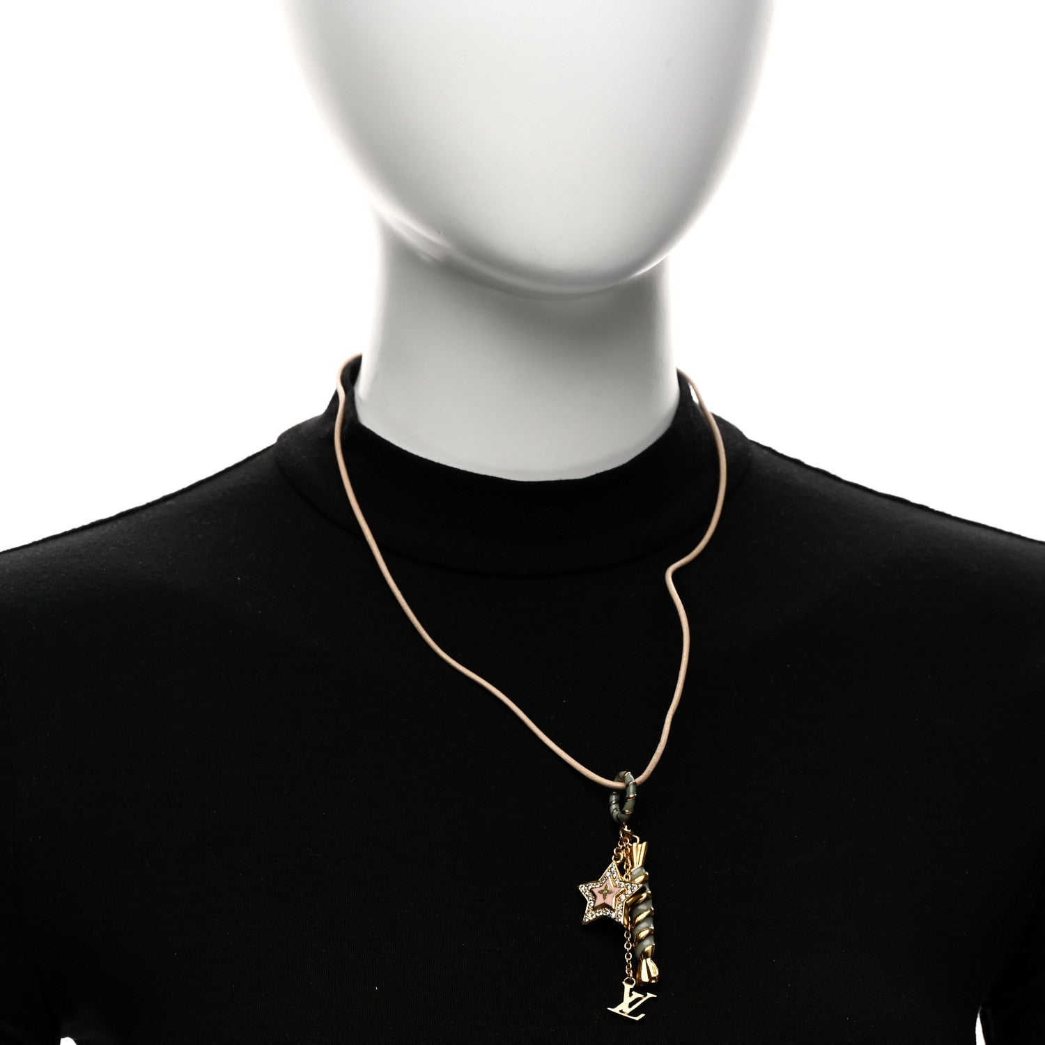 Louis Vuitton Crystal Enamel Candy Star Charm Necklace Gold Multicolor 2 of 7