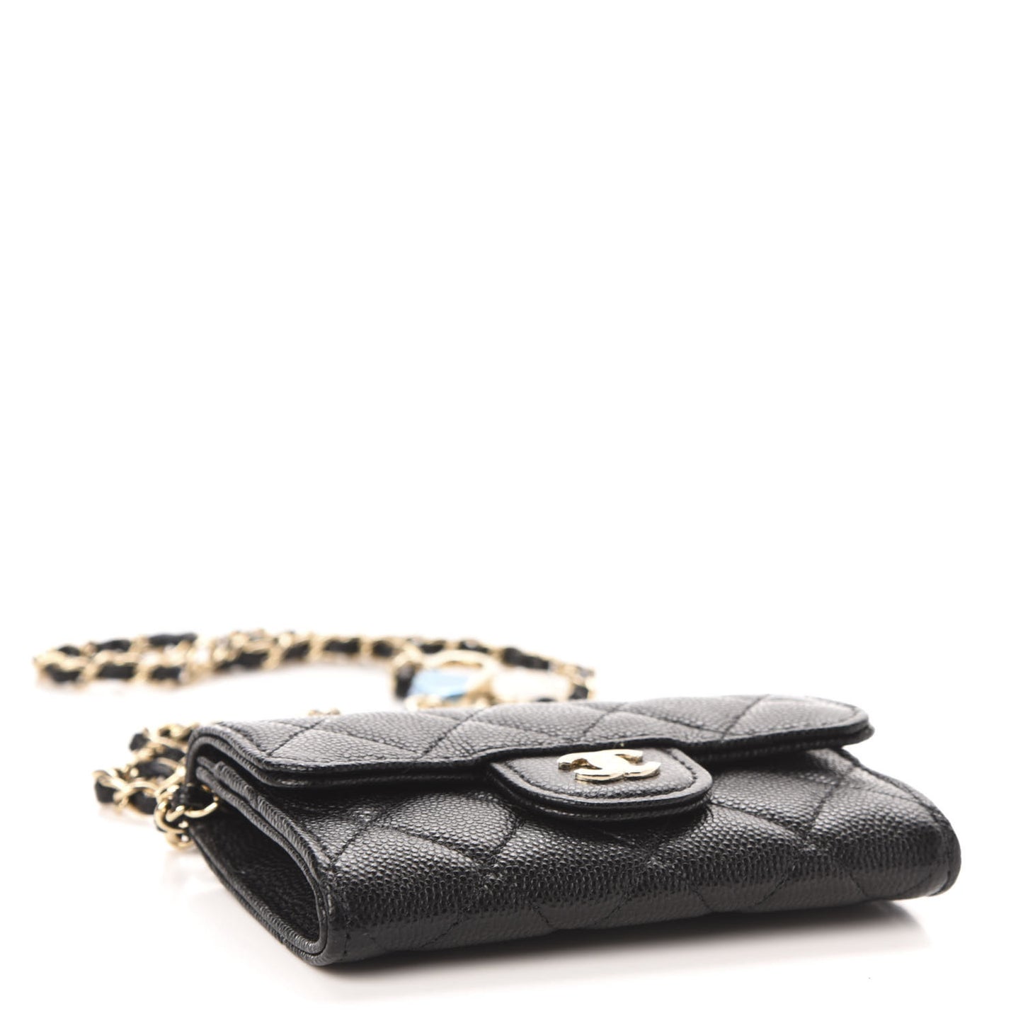 Caviar Quilted Flap Classic Belt Bag Black