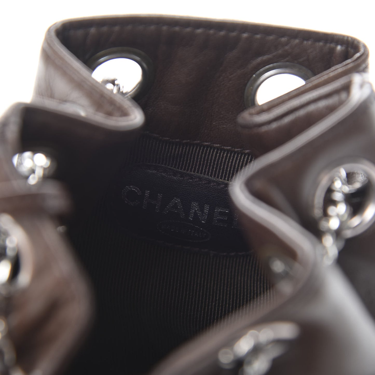Lambskin CC Drawstring Backpack Brown